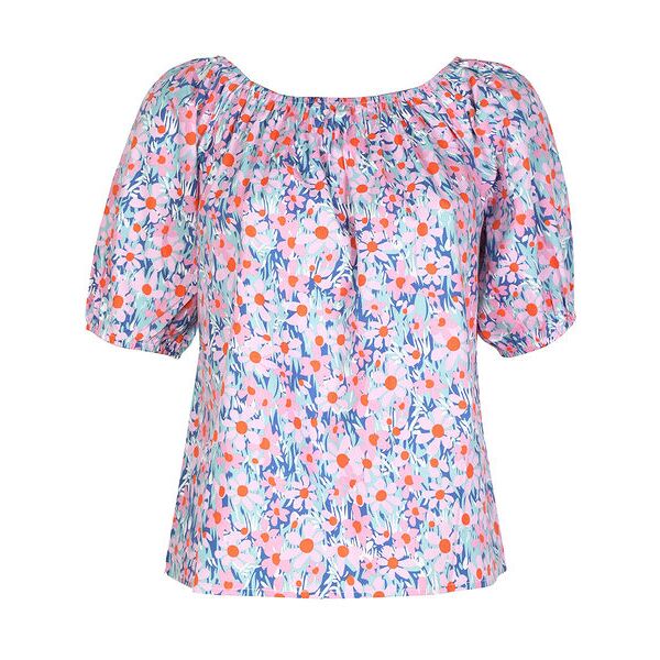 sweet blusa donna in cotone a fiori manica corta bluse donna rosa taglia s/m