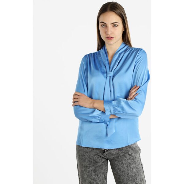 sweet blusa donna in raso con cravatta camicie classiche donna blu taglia xl