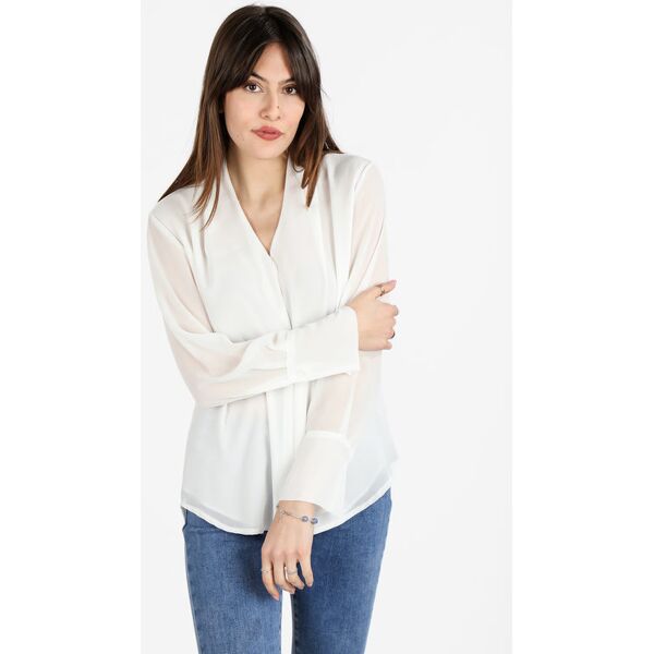 hdl milano camicia donna elegante maniche lunghe con scollo v camicie donna bianco taglia unica