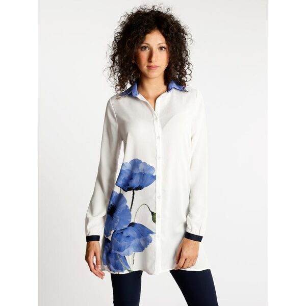 coveri camicia lunga con fiore camicie classiche donna blu taglia s