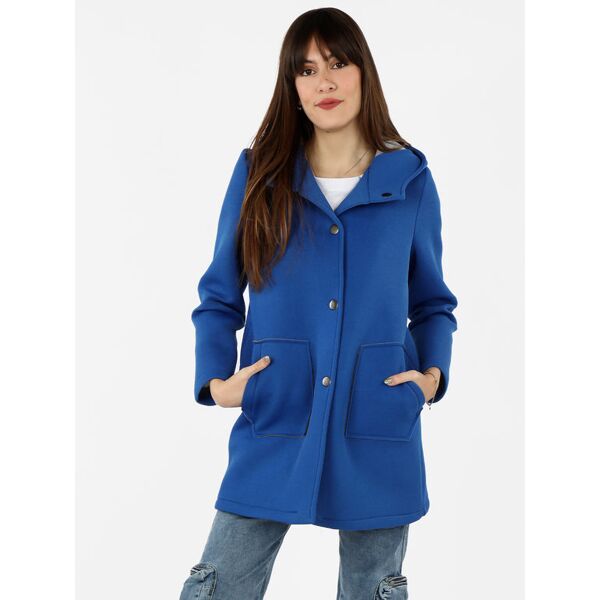 only cappotto donna in panno con cappuccio cappotto classico donna blu taglia s