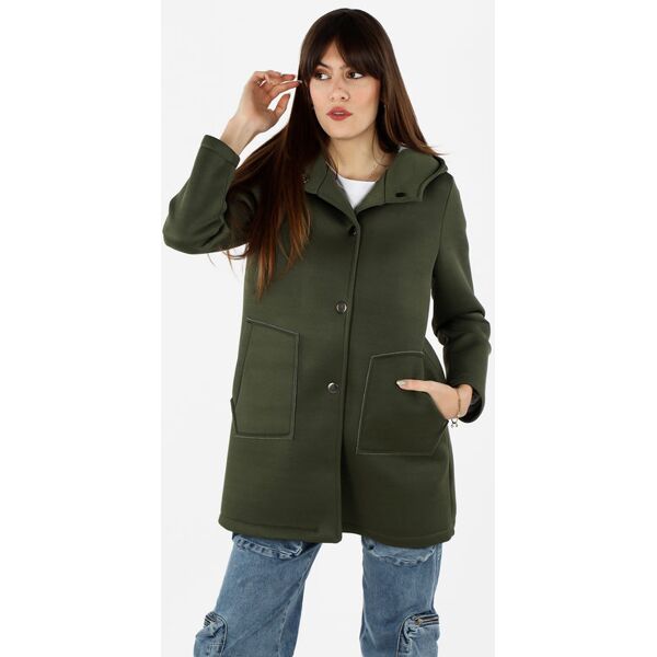 only cappotto donna in panno con cappuccio cappotto classico donna verde taglia s