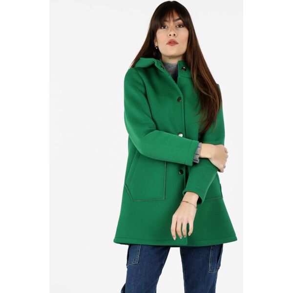 only cappotto donna in panno con cappuccio cappotto classico donna verde taglia l