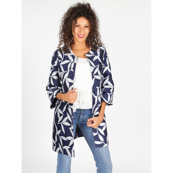 sweet cappotto primaverile a fantasia blu cappotto classico donna blu taglia s