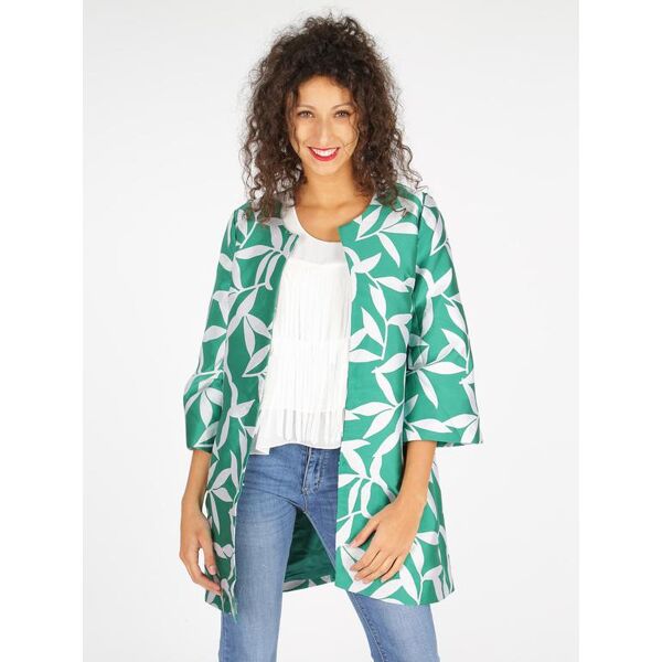 sweet cappotto primaverile a fantasia verde cappotto classico donna verde taglia m