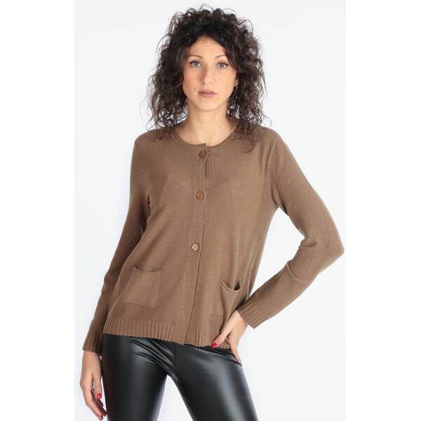 lois & pepe cardigan in maglia lavorata con tasche da donna cardigan donna marrone taglia s/m