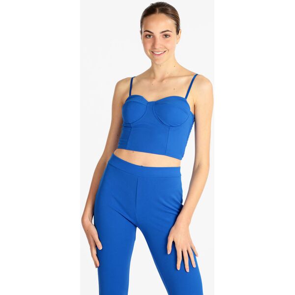 fashion station crop top donna monocolore tops donna blu taglia unica