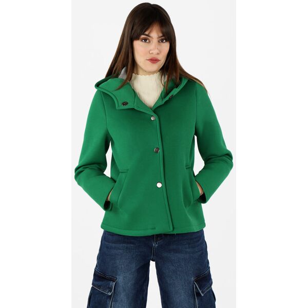 only giacca donna in panno con cappuccio e bottoni giacconi e giubbotti donna verde taglia m