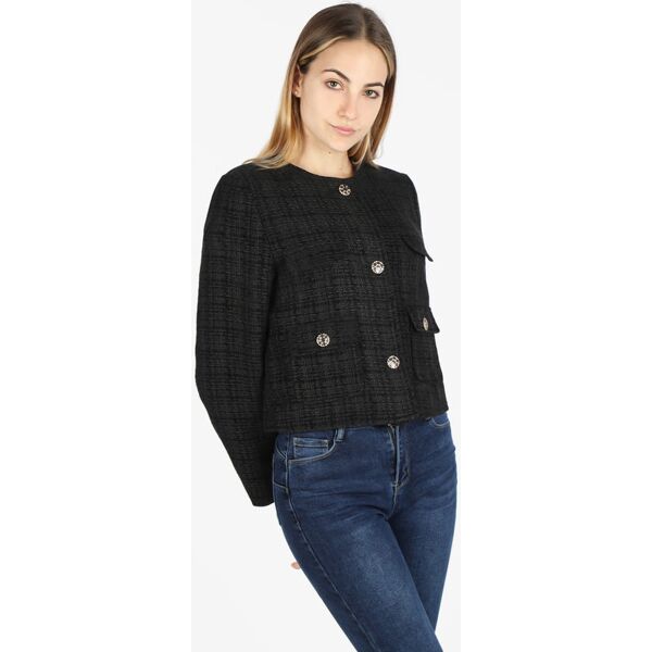 monte cervino giacca donna misto cotone e lana con bottoni gioiello blazer donna nero taglia m