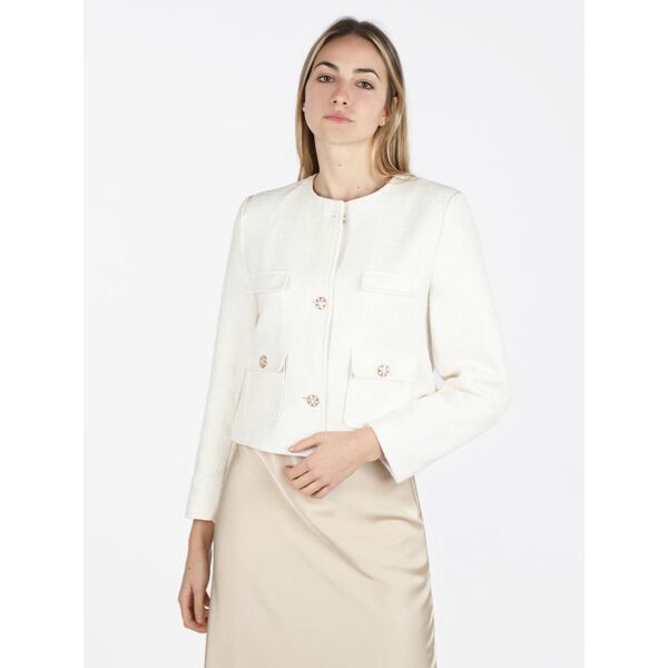 monte cervino giacca donna misto cotone e lana con bottoni gioiello blazer donna bianco taglia s