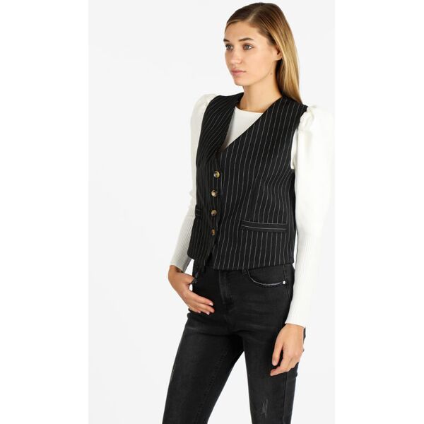 daystar gilet gessato da donna smanicato donna nero taglia l