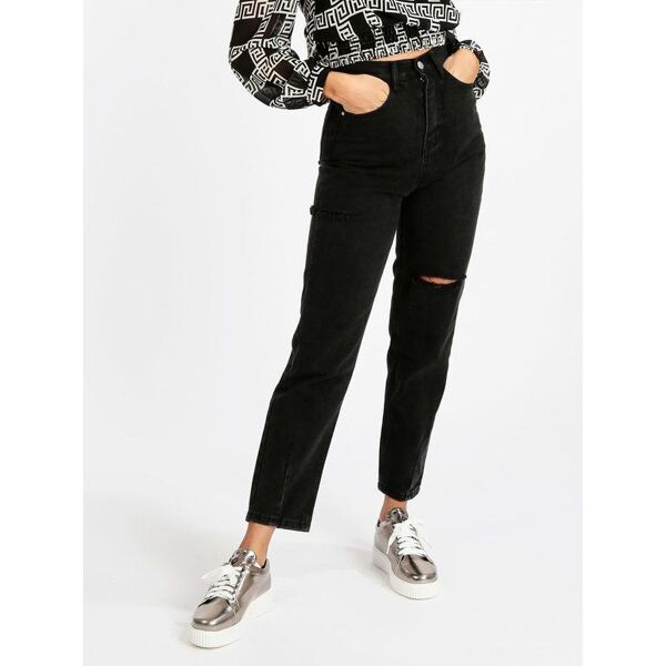 c'est monique jeans baggy con strappi jeans boyfriend donna nero taglia s