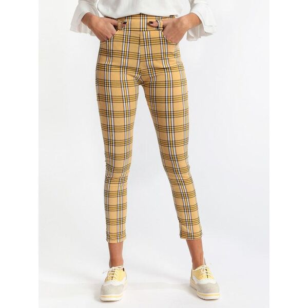 solada leggings a quadri vita alta leggings donna giallo taglia xxl