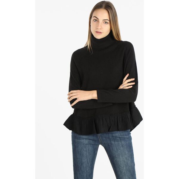 lois & pepe maglia dolcevita donna con volant pullover donna nero taglia s/m