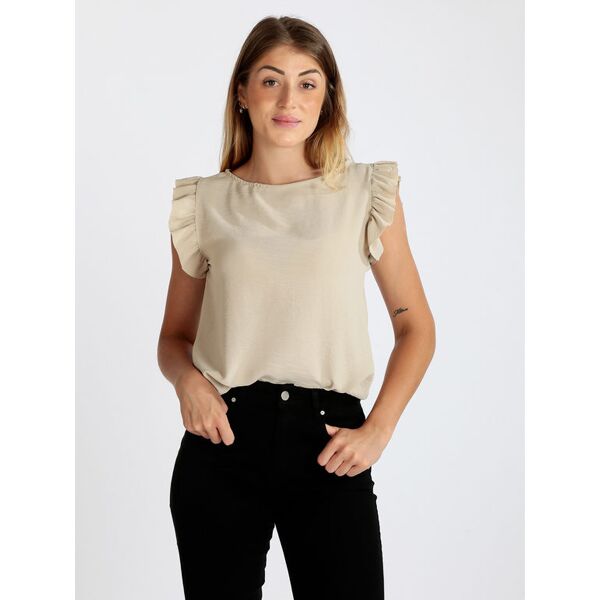 doremi maglietta donna con bottoncini sul retro t-shirt manica corta donna beige taglia unica