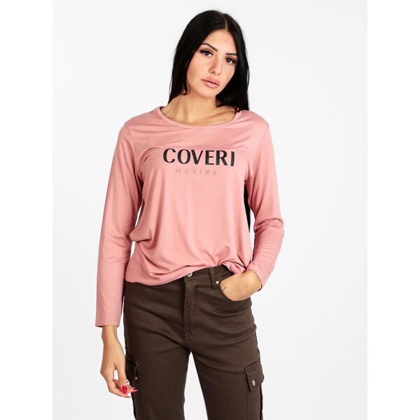 coveri maglietta donna con strass e brillantini t-shirt manica lunga donna rosa taglia m