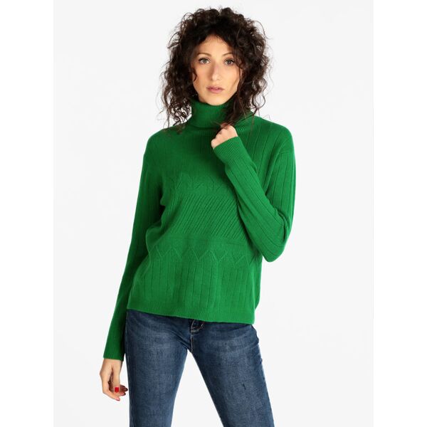 lois & pepe maglione dolcevita con trama lavorata maglioni donna verde taglia s/m