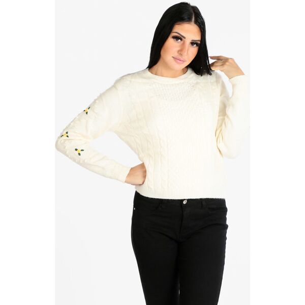 new collection maglione donna con fiori ricamati maglioni donna bianco taglia unica