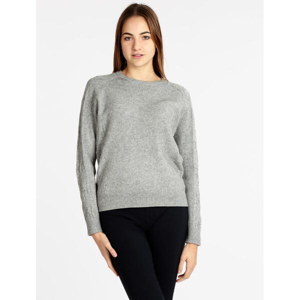 lois & pepe maglione girocollo donna a costine pullover donna grigio taglia m/l