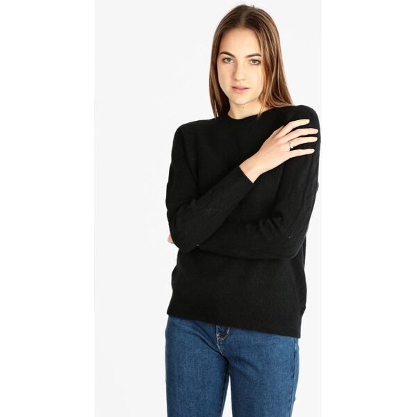 lois & pepe maglione girocollo donna a costine pullover donna nero taglia m/l