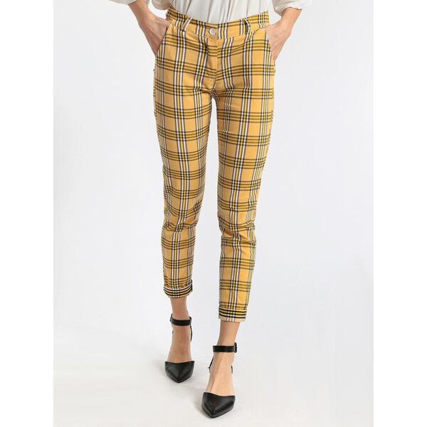 solada pantaloni a quadri leggeri pantaloni casual donna giallo taglia m