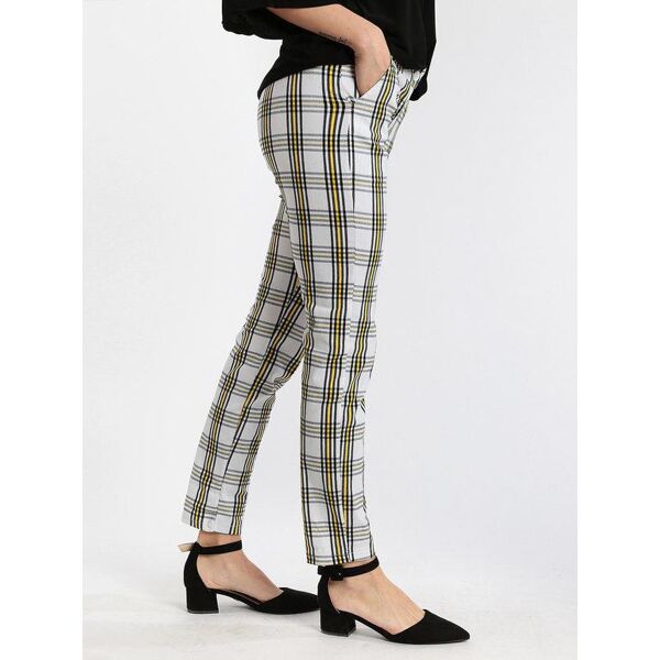 solada pantaloni a quadri leggeri pantaloni casual donna bianco taglia xxl