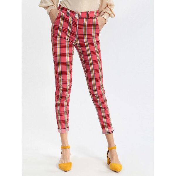 solada pantaloni a quadri leggeri pantaloni casual donna rosso taglia xl