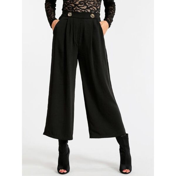 flex moda pantaloni culotte neri pantaloni casual donna nero taglia s