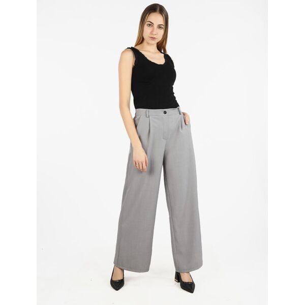 solada pantaloni donna a vita alta con gamba larga pantaloni eleganti donna grigio taglia unica