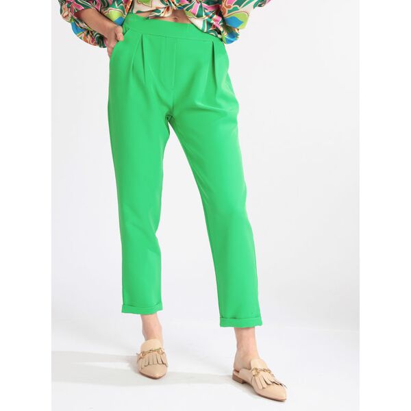 frenetika pantaloni donna con risvolto pantaloni eleganti donna verde taglia l