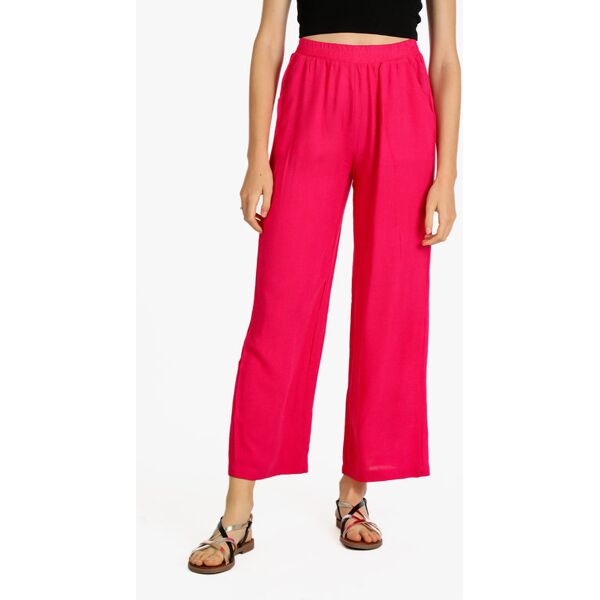 sweet pantaloni donna misto lino a gamba larga pantaloni casual donna fucsia taglia m