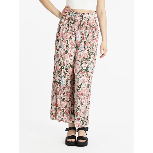 airisa pantaloni leggeri donna a fiori con cintura pantaloni casual donna rosa taglia m/l