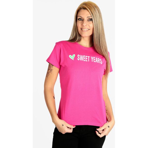 sweet t-shirt donna a maniche corte con scritta t-shirt manica corta donna fucsia taglia xl