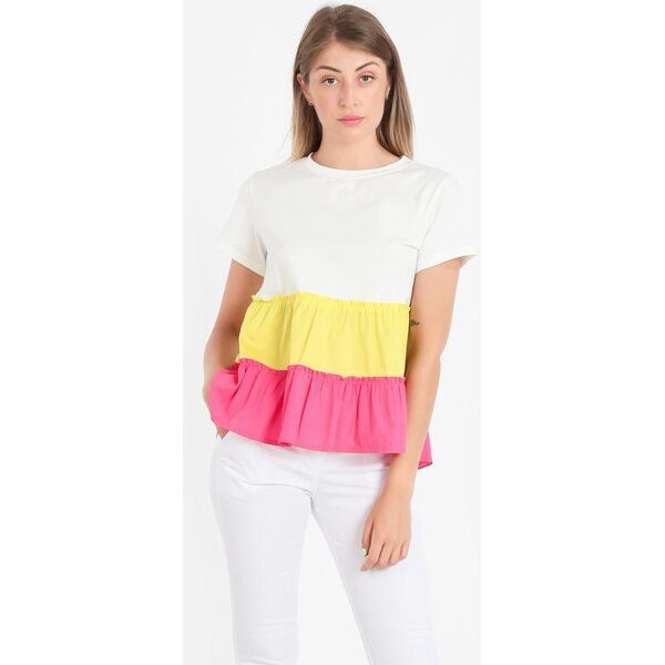 j.two t-shirt donna ampia a blocchi di colore t-shirt manica corta donna multicolore taglia unica