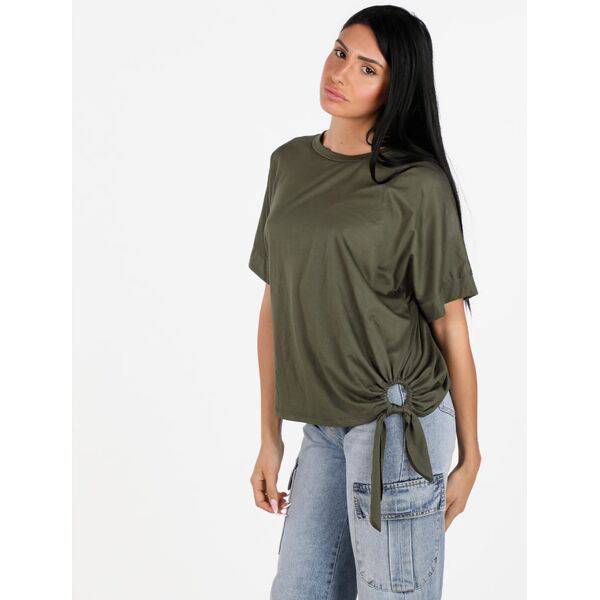 unique t-shirt donna con anello laterale t-shirt manica corta donna verde taglia unica