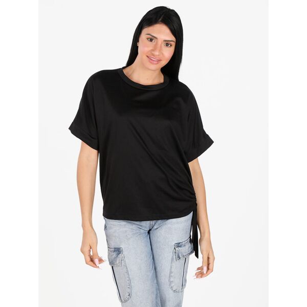 unique t-shirt donna con anello laterale t-shirt manica corta donna nero taglia unica