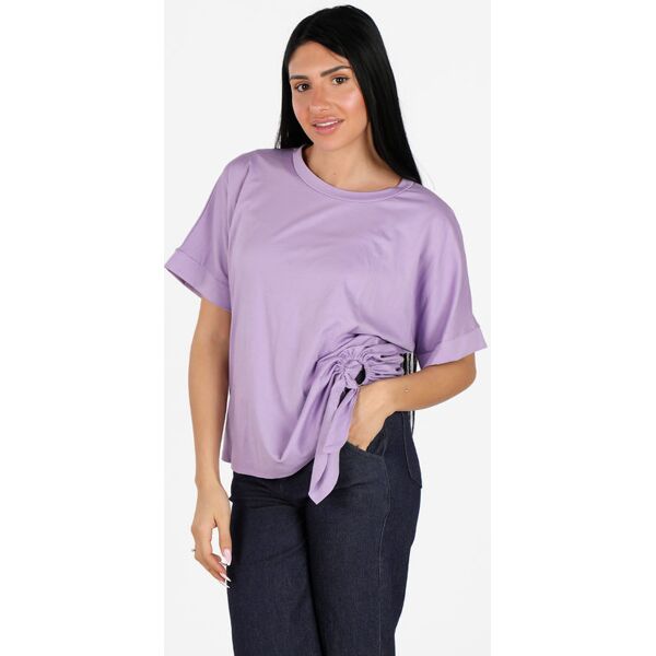 unique t-shirt donna con anello laterale t-shirt manica corta donna viola taglia unica