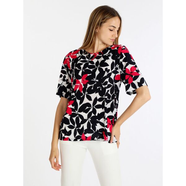 flight finery t-shirt donna manica corta con stampa floreale t-shirt manica corta donna fucsia taglia x/2xl