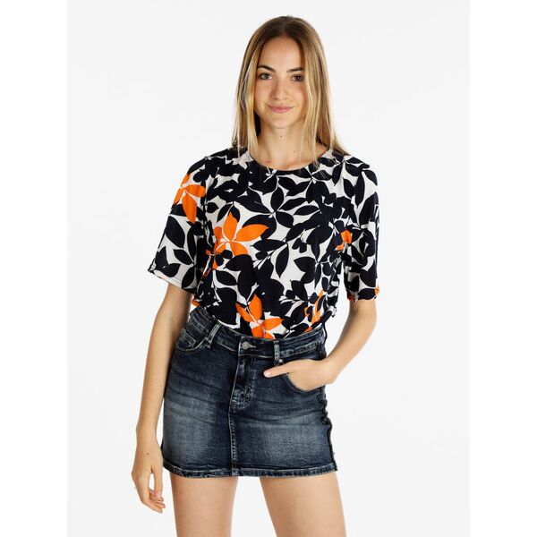 flight finery t-shirt donna manica corta con stampa floreale t-shirt manica corta donna arancione taglia x/2xl
