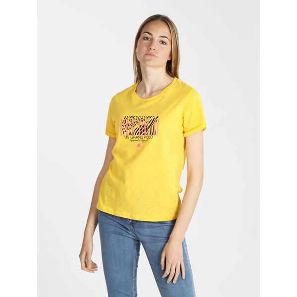 u.s. grand polo t-shirt manica corta donna con stampa t-shirt manica corta donna giallo taglia s