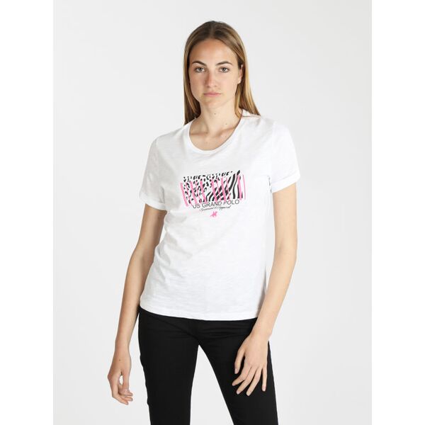 u.s. grand polo t-shirt manica corta donna con stampa t-shirt manica corta donna bianco taglia m