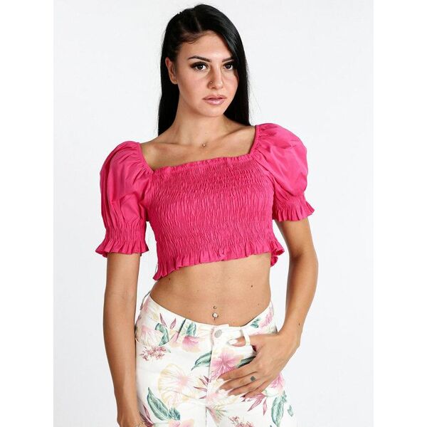 lumina top crop con manica a sbuffo tops donna fucsia taglia unica