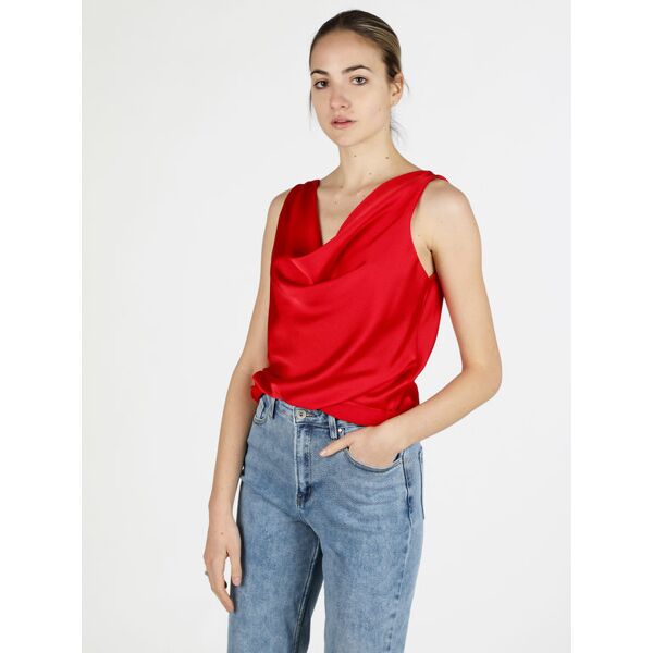 hdl milano top donna effetto raso con scollo a cascata tops donna rosso taglia unica