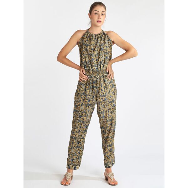 bohoo fashion tuta lunga jumpsuit a fantasia jumpsuit donna giallo taglia unica