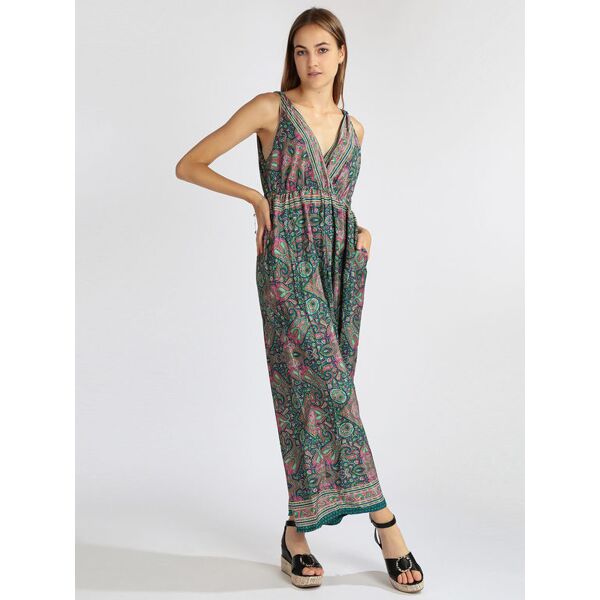 bohoo fashion tuta lunga jumpsuit a zampa jumpsuit donna verde taglia unica