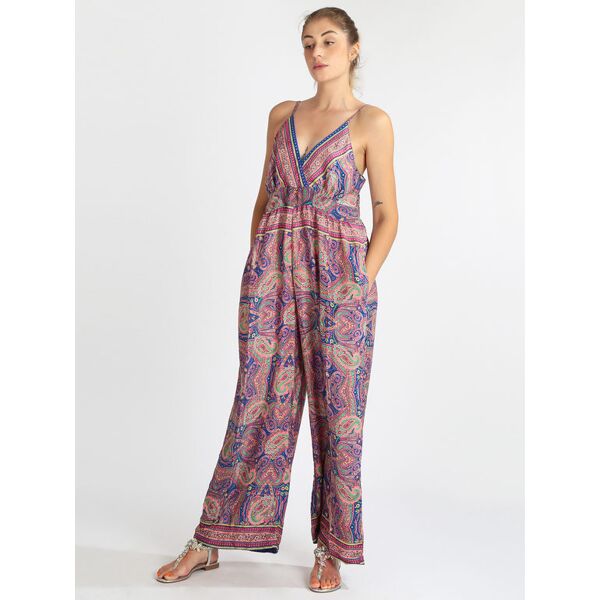 bohoo fashion tuta lunga jumpsuit con stampe jumpsuit donna rosa taglia unica