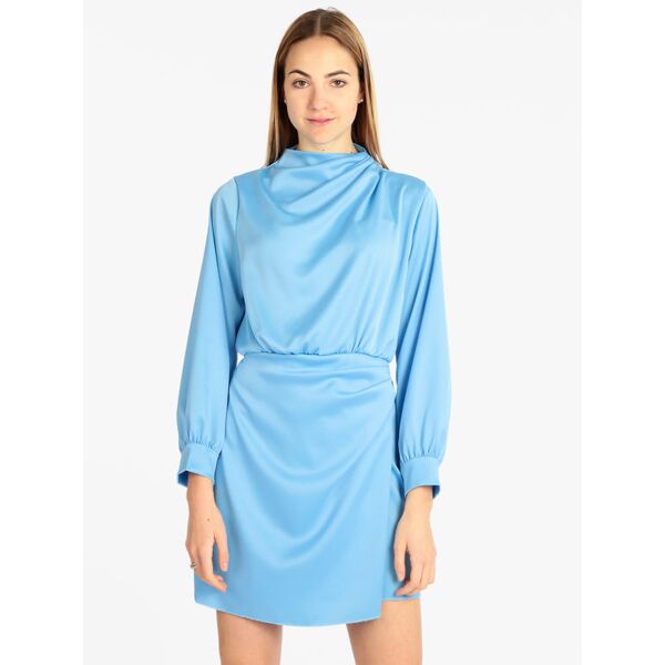 hdl milano vestito donna manica lunga effetto raso vestiti donna blu taglia unica