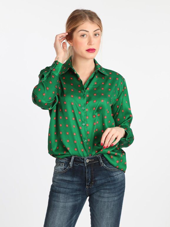 lumina camicia donna con stampe bluse donna verde taglia s