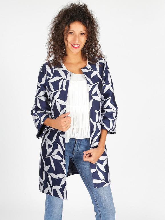 sweet cappotto primaverile a fantasia blu cappotto classico donna blu taglia s