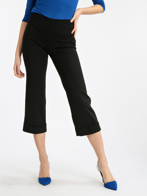 new way pantaloni donna a vita alta pantaloni casual donna nero taglia s